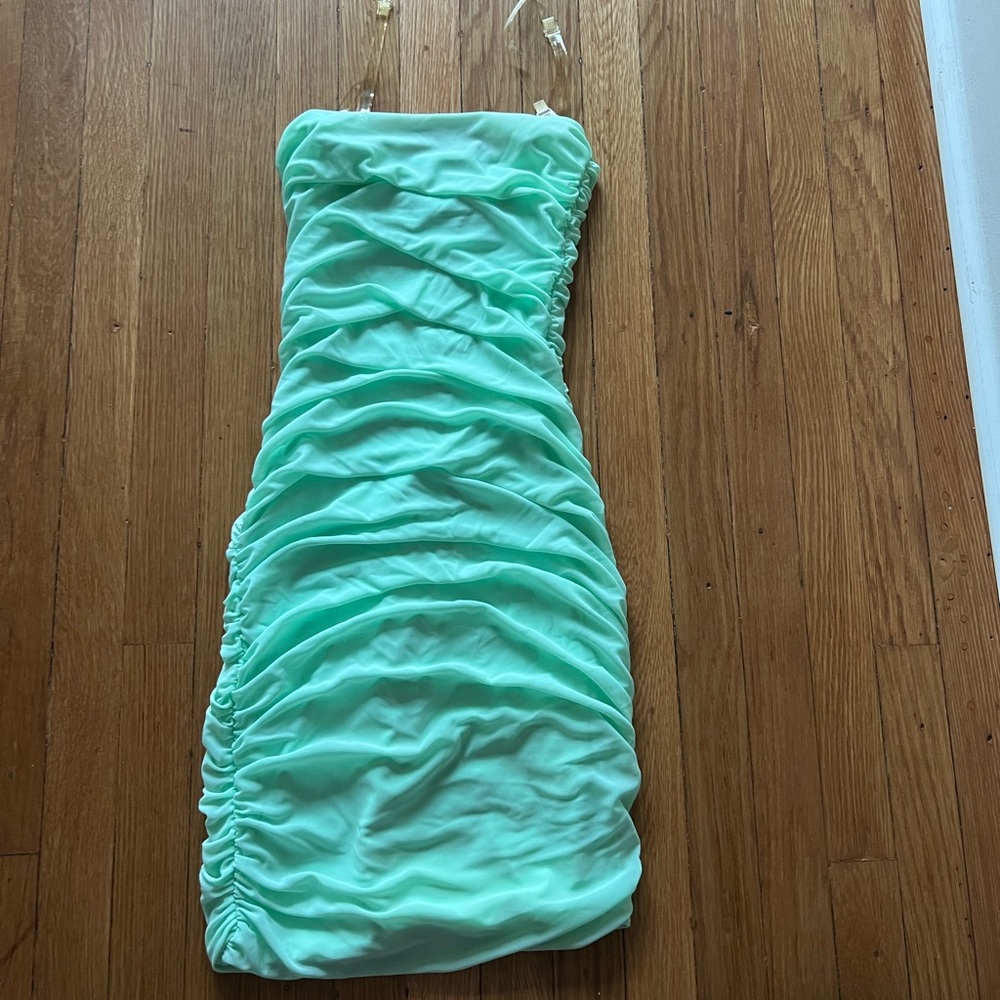 Mint Green Oh Polly clear strap Dress